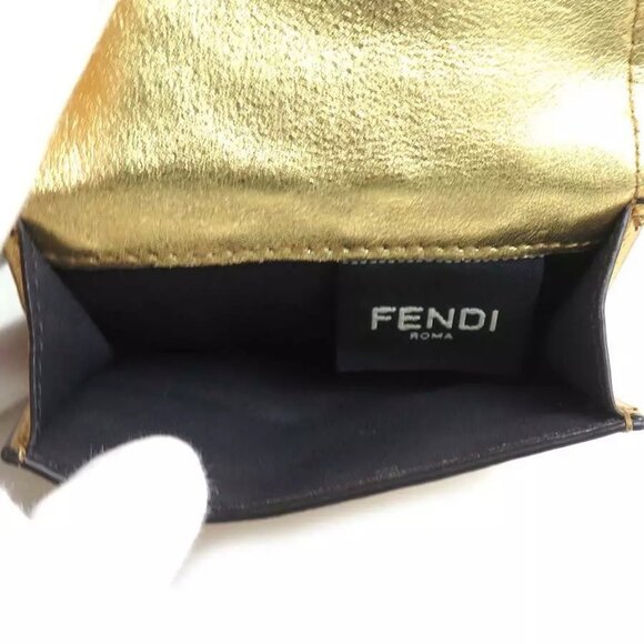 Auth FENDI Trifold Wallet Gold Leather - h30934g - Picture 7 of 12